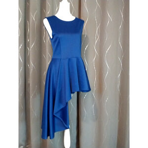 Dice Top, Blue  Tunic Asymmetrical Hem Stretch, Shirt‎ Blouse Size M / #3130